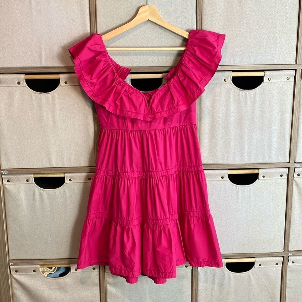 SAYLOR Hot Pink Ruffle Tiered Mini Dress - Picture 4 of 8